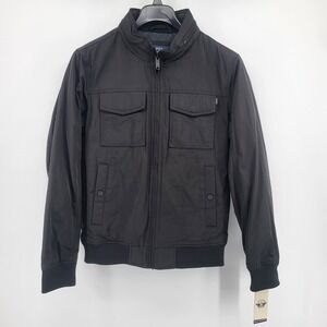 Dockers Men's Military Bomber Jacket Black Zip Utility Pockets Size Small NWT